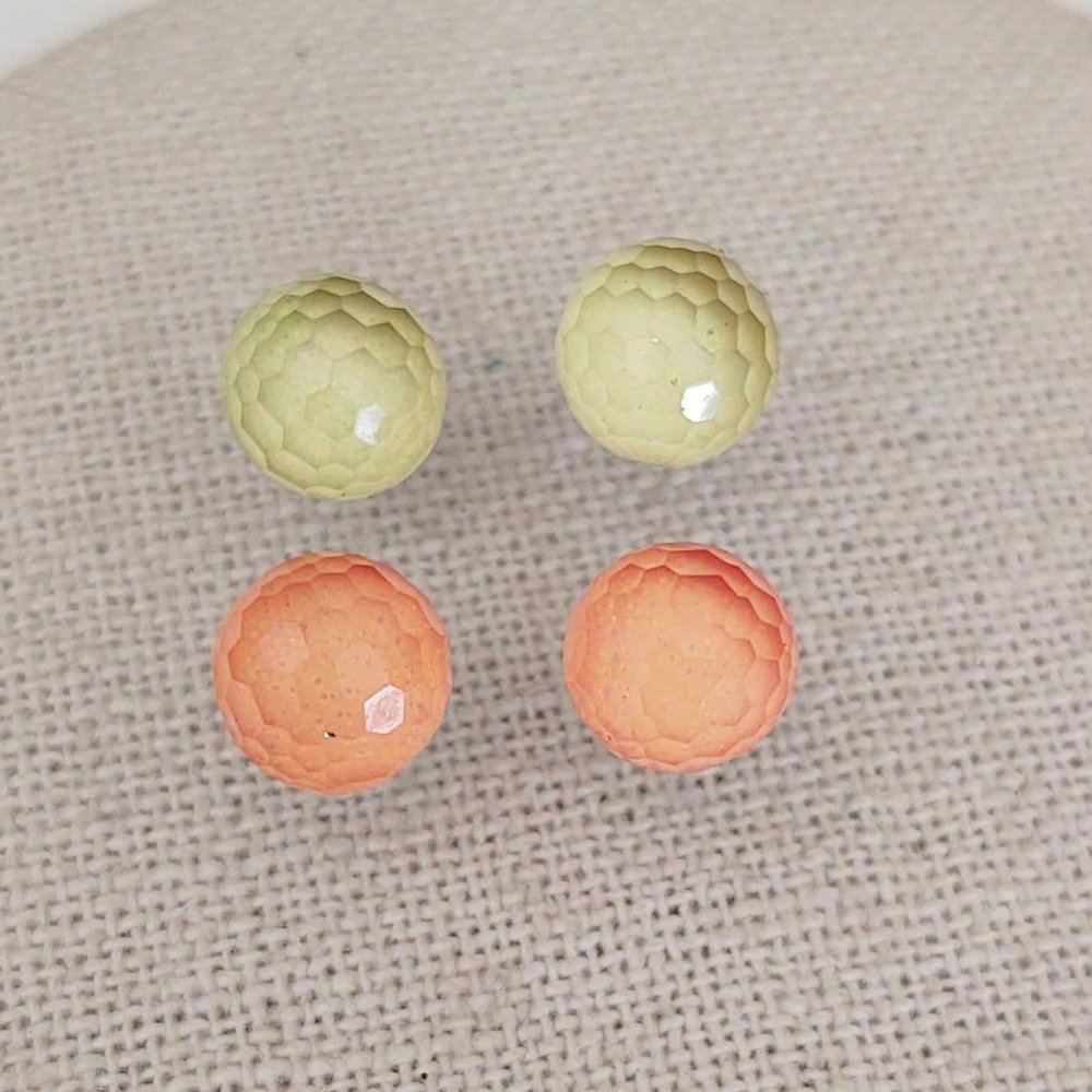 Bundle of green and orange stud earrings